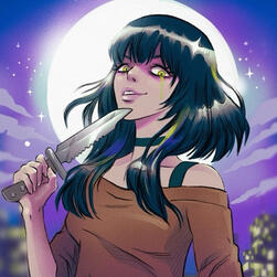 Moonlit character portrait created for the IGABF conspiracy iceberg project.